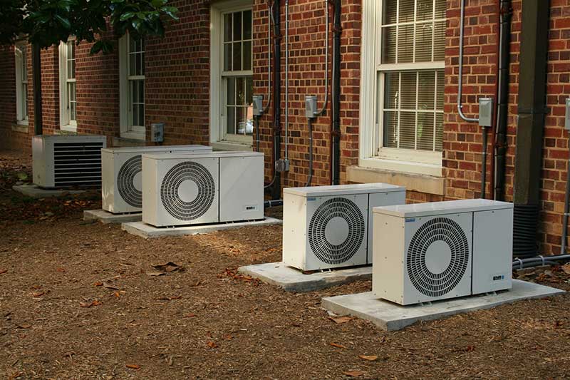 Several outdoor Ductless Mini-Split systems.