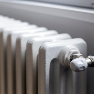 a close up view of the top of a white radiator
