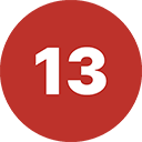 13 thirteen-number-round-icon red