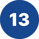thirteen-number-round blue icon